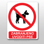 Naljepnica zabranjeno uvoditi pse
