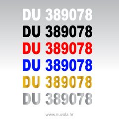 naljepnica za čamac, reg oznaka