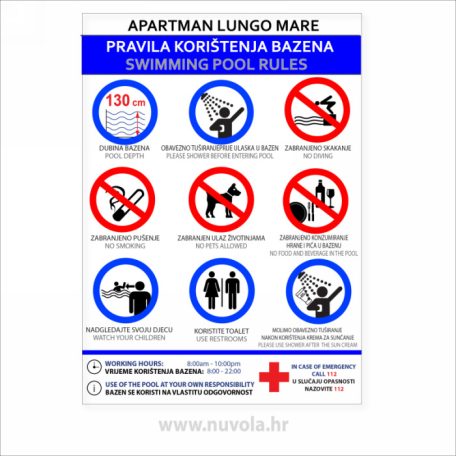 nw0077 PRAVILA KORIŠTENJA BAZENA