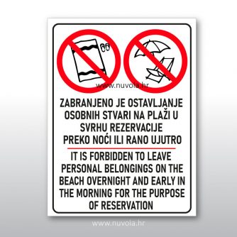 Zabranjeno ostavljanje ručnika i stvari na plaži