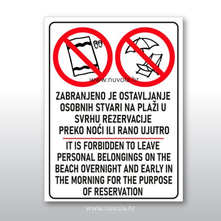 Zabranjeno ostavljanje ručnika i stvari na plaži