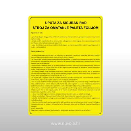 Upute za siguran rad - Stroj za omatanje paleta folijom