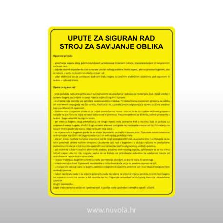 Upute za siguran rad - Stroj za savijanje oblika