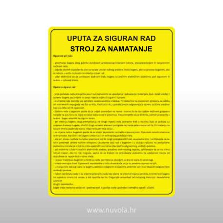Upute za siguran rad - Stroj za namatanje