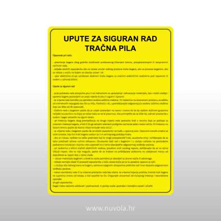 Upute za siguran rad - Tračna pila