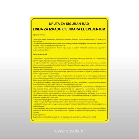 Upute za siguran rad - Linija za izradu cilindra lijepljenjem