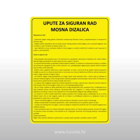 Upute za siguran rad - Mosna dizalica
