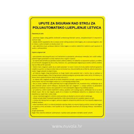 Upute za siguran rad - Stroj za poluautomatsko lijepljenje letvica