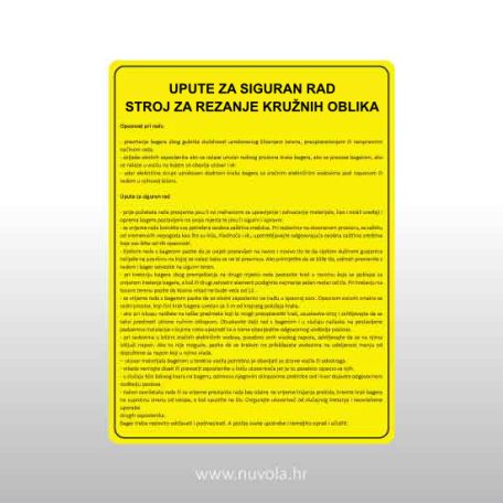 Upute za siguran rad - Stroj za rezanje kružnih oblika