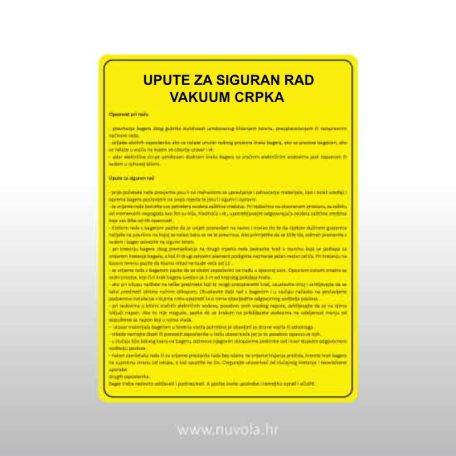 Upute za siguran rad - Vakuum crpka